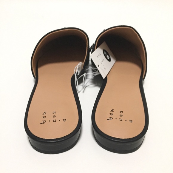 A New Day Kari Black Silver Studded Mules - Picture 3 of 6